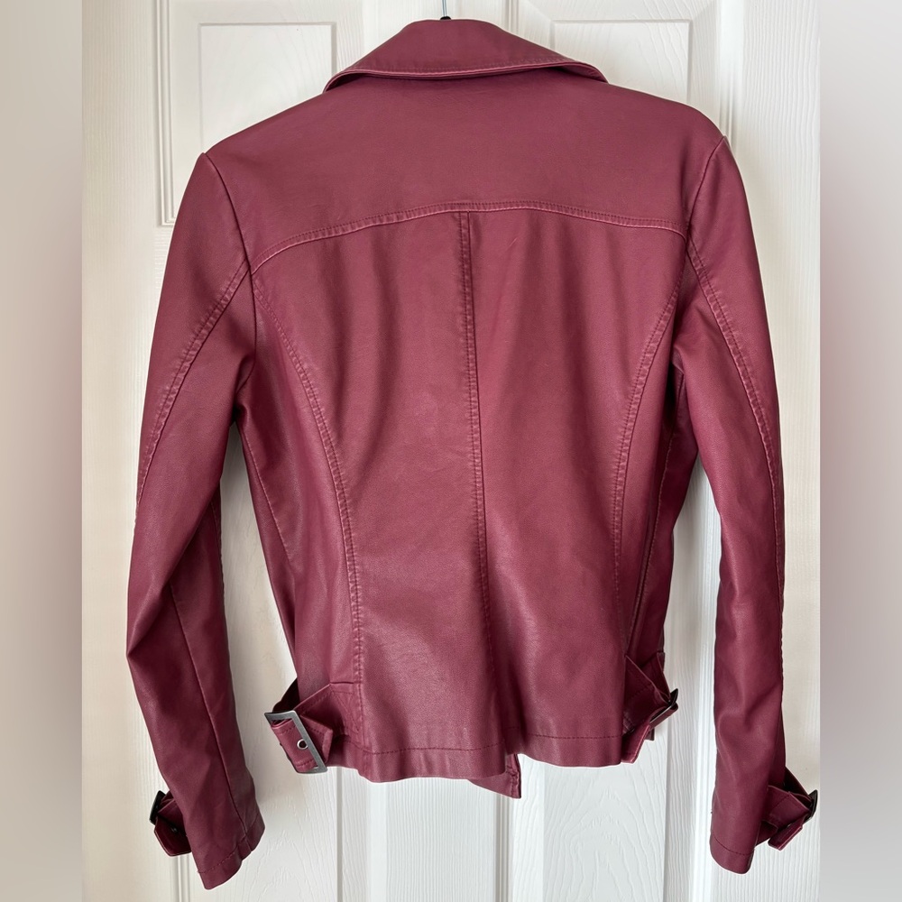 Max Studio Jacket - Women’s Deep Burgundy, Vegan Leather, Moto Jacket. Size Sm - Picture 3 of 9